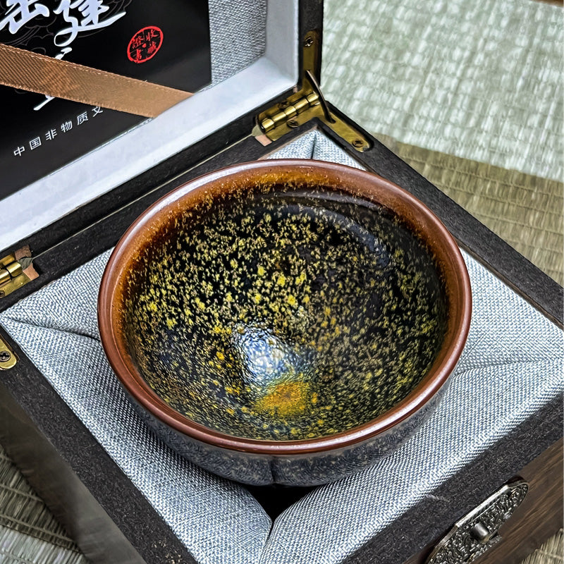 窯變花主人杯一盞一世界鐵胎鐵釉品茗杯Kiln change, master cup tea cup