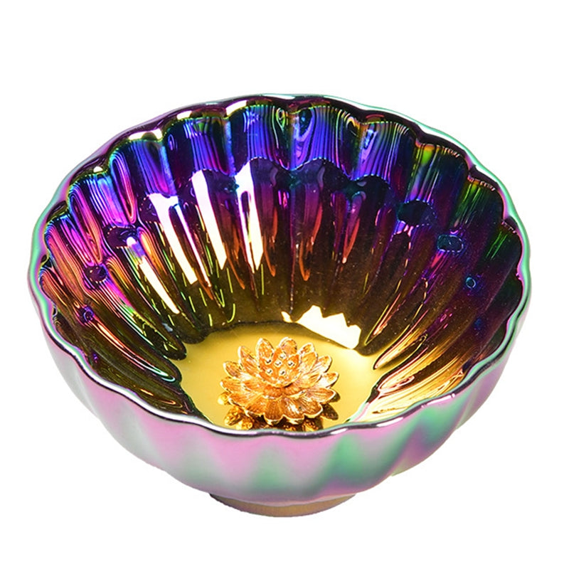 七彩镶嵌银饰电镀经纹器主人杯Colorful electroplated silver master cup