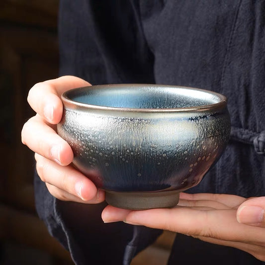 將軍杯手握杯藍底滴磨砂大肚方可容天下Scrubs texture pot-bellied cup hand-held cup￼