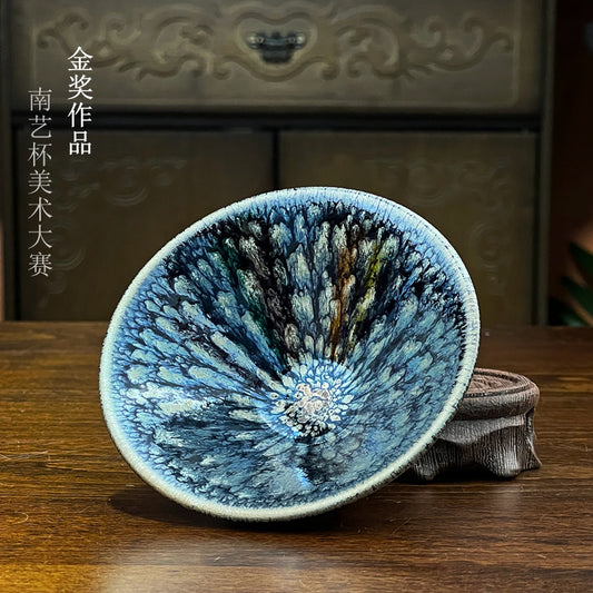 日進斗金百花建盞大花主人杯品茗茶杯茶具Tea cups, jianzhan China porcelain, China ceramics.