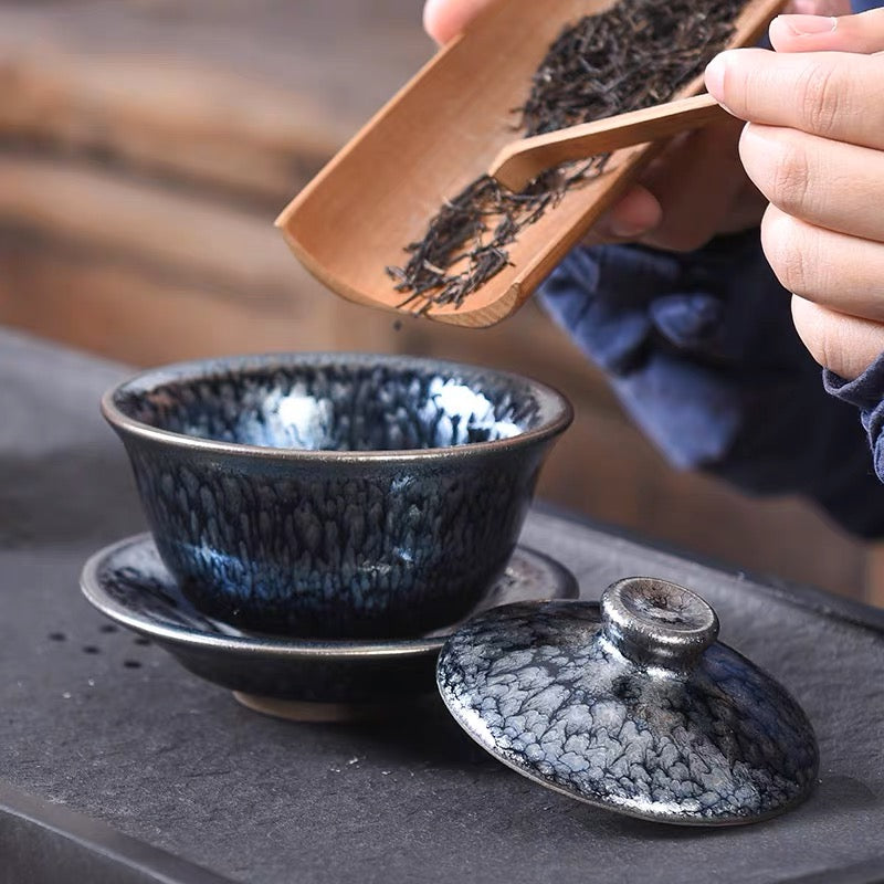 銀花三才蓋碗泡茶進貢高端蓋碗專業泡茶神器不燙手Make tea, cover the bowl, cover the cup, and cover the bowl with silver patterns